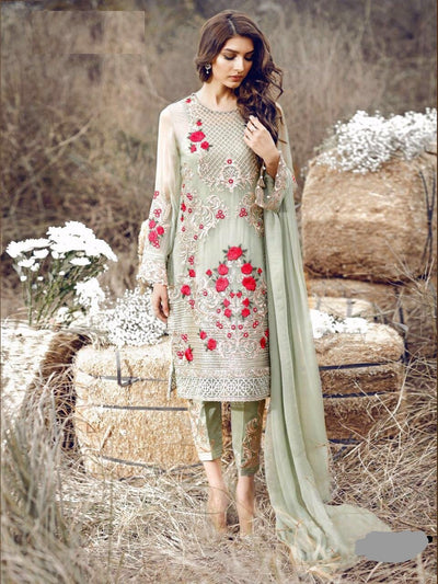 Festive Pakistani Designer Heavy Flower Embroidered Dress