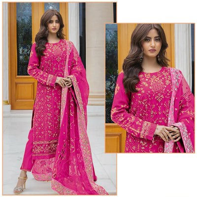 Buy Pink Zari Designer Palazzo Salwar Suit Online : UAE - Salwar