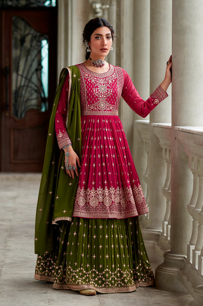 Lavender Heavy Gota work Sharara set with attached skirt – Indi Ethnics