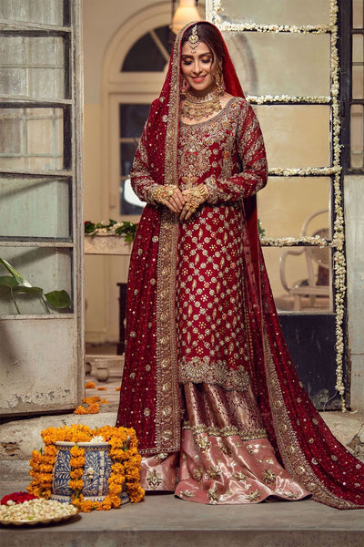 Royal Red Lehenga Bridal with Embellished Choli in Premium Organza Fabric  Pakistani Barat Dress for Bride Online #BS634